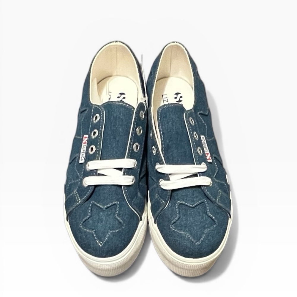 Superga Lizzy VD Ligt Platform Sneakers Womens US 7.5 Denim Patchwork NIB - Picture 8 of 10